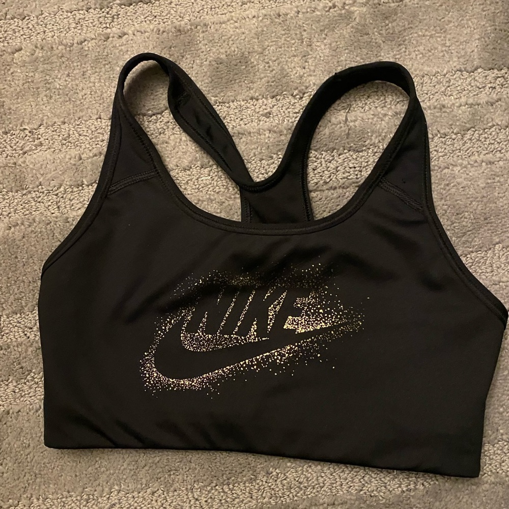 Black & gold Nike sports bra